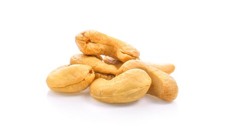 Cashew nuts on white backgroundの写真素材