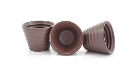 Empty beautiful ceramic pot isolated on white backgroundの写真素材