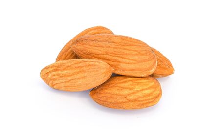 Almonds on white background.の写真素材