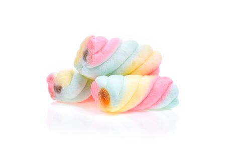marshmallows on white background.の写真素材