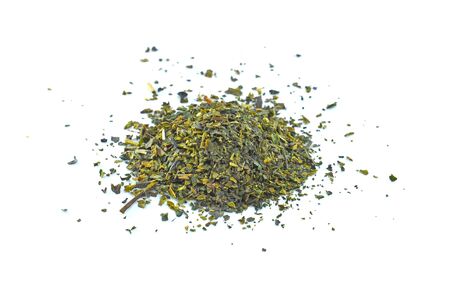 Dry green tea on white background.の写真素材