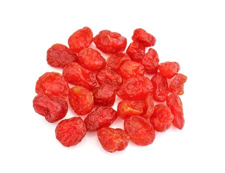 Tasty sun dried tomatoes on white backgroundの写真素材