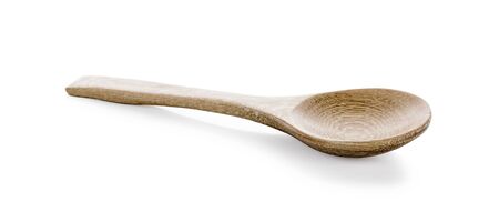 Wooden spoon on white backgroundの写真素材