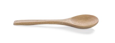 Wooden spoon on white backgroundの写真素材