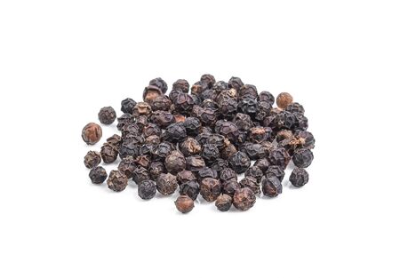 Black pepper on white background.の写真素材