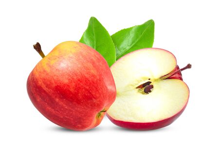 Red apple. Fruit with a half on white background.の写真素材