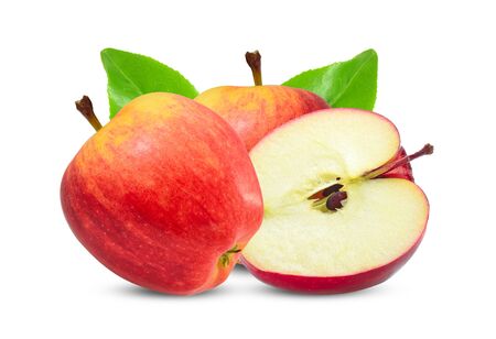 Red apple. Fruit with a half on white background.の写真素材