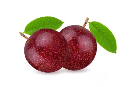 Passion fruit on white background.の写真素材