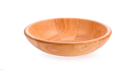 wooden bowl on white backgroundの写真素材