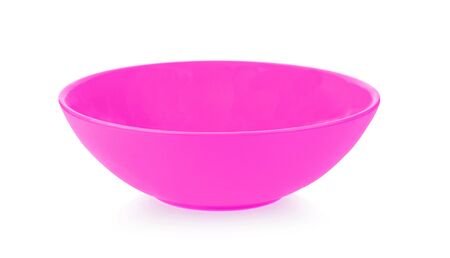 pink ceramics bowl isolated on white background.の写真素材