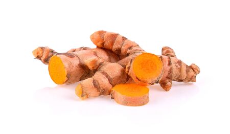 Fresh turmeric isolated on white background.の写真素材