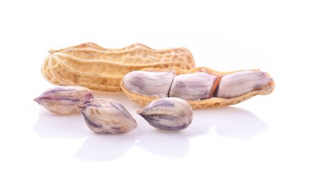 boil nut on white background.の写真素材
