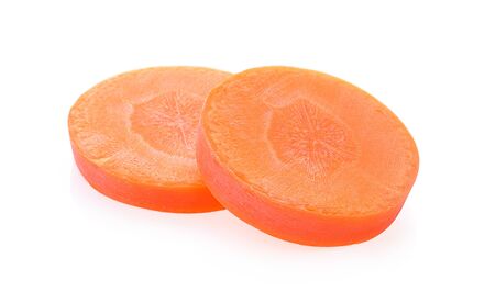 Carrot slices on white background.の写真素材