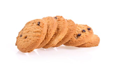 Chocolate chip cookie on white background.の写真素材