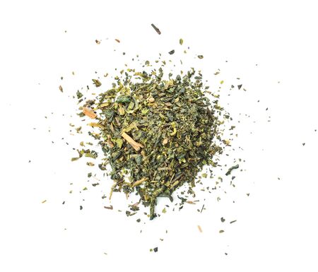 Dry green tea on white background.の写真素材