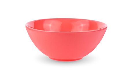 red ceramics bowl isolated on white background.の写真素材