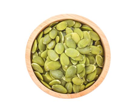 Pumpkin seeds on white background.の写真素材