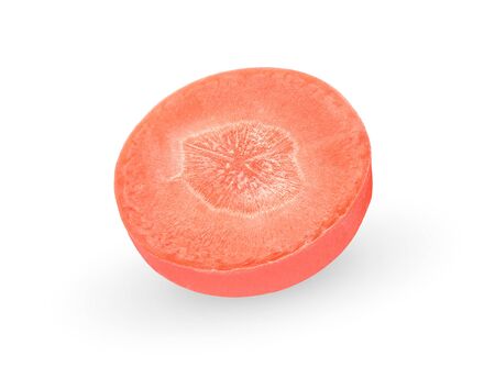 Carrot slices on white background.の写真素材