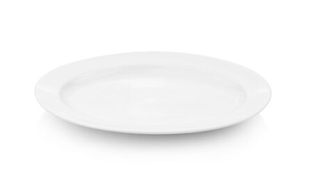 white plate ceramic on white background.の写真素材