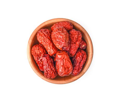 Dried red date or Chinese jujube on white background.の写真素材