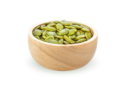 Pumpkin seeds on white background.の写真素材