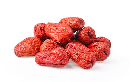 Dried red date or Chinese jujube on white background.の写真素材