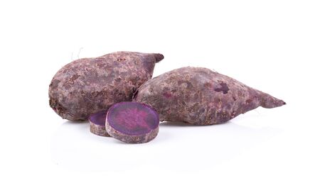 purple sweet yams on white background.の写真素材