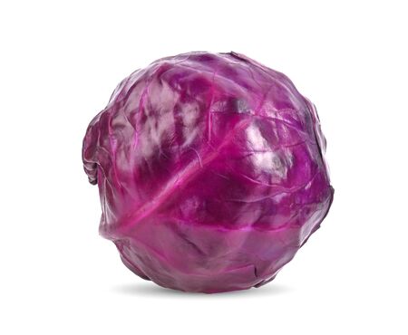 Purple cabbage isolated on white backgroundの写真素材