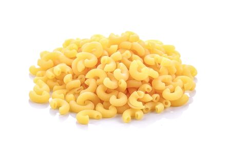 macaroni pasta on white background.の写真素材
