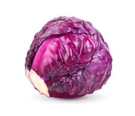 Purple cabbage isolated on white background.の写真素材