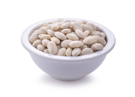 white bean on cup isolated on a white background.の写真素材