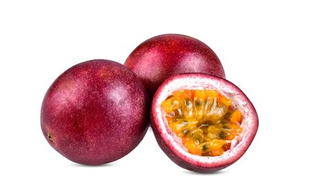 Passion fruit on white background.の写真素材