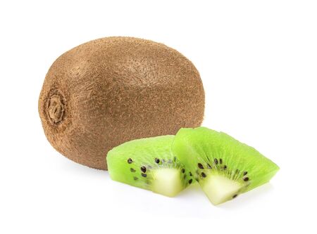kiwi fruit isolated on white background.の写真素材