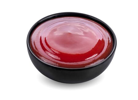 tomato sauce in a bowl on white background.の写真素材