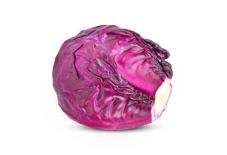 Purple cabbage isolated on white background.の写真素材