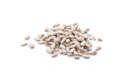 sunflower seeds isolated on white background.の写真素材