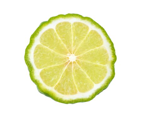 A Half of bergamot isolated on white background.の写真素材