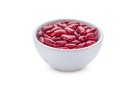 Red beans in a bowl on white background.の写真素材