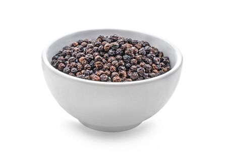black peppers on white background.の写真素材