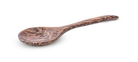 Wooden spoon on white backgroundの写真素材