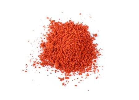 Chili Powder Pile On White Background.の写真素材