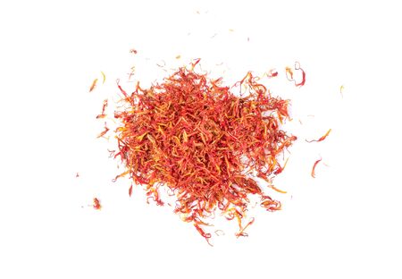 Dried safflower on white background.の写真素材
