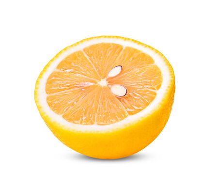 lemon fruit and a half isolated on white background.の写真素材