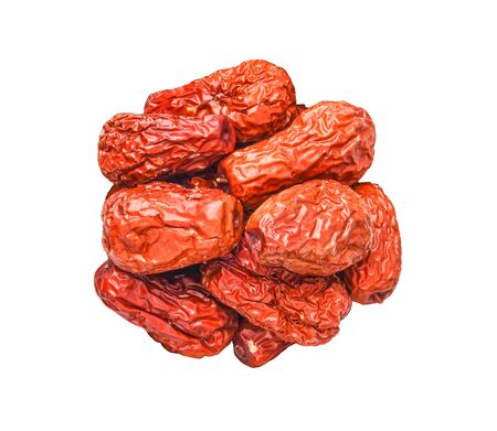 Dried red date or Chinese jujube on white background.の写真素材