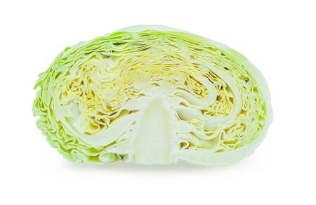 Cut cabbage on white background.の写真素材