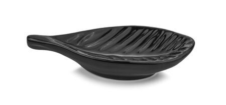 black ceramic bowl on white background.の写真素材