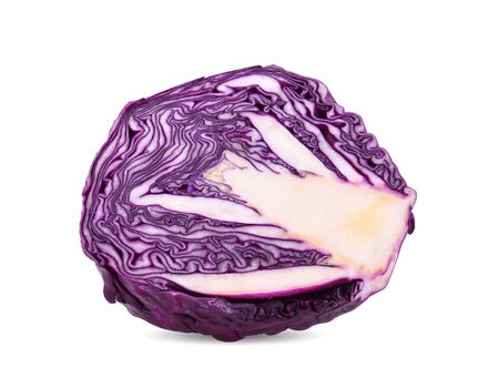 Purple cabbage isolated on white background. の写真素材