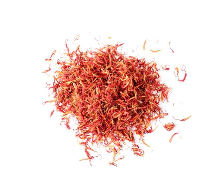 Dried safflower on white background.の写真素材