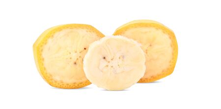 sliced banana on white bacdground.の写真素材