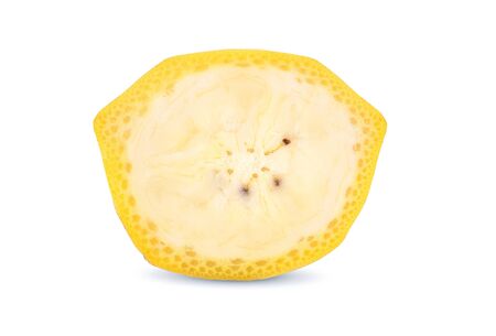 sliced banana on white bacdground.の写真素材